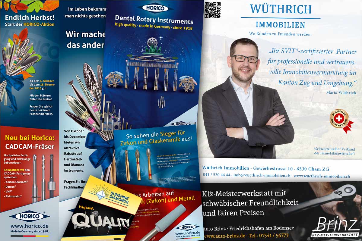 Print-Anzeigen + Werbeanzeigen der Werbeagentur für Füssen, Oy-Mittelberg, Pfronten, Schwangau und Tannheim (Tirol)